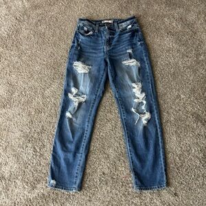 Straight leg ripped jeans